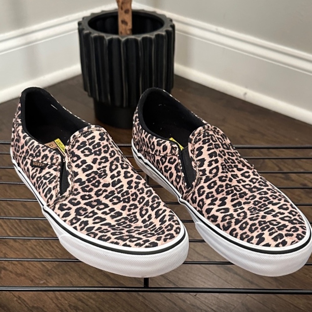 Vans Black & Tan Leopard Print Slide-On Loafer Style Shoe